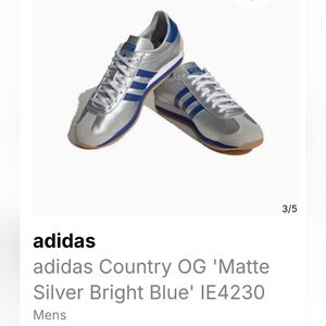 Adidas Country OG Matte Silver Bright Blue, men's 8.5/women's 9.5-10